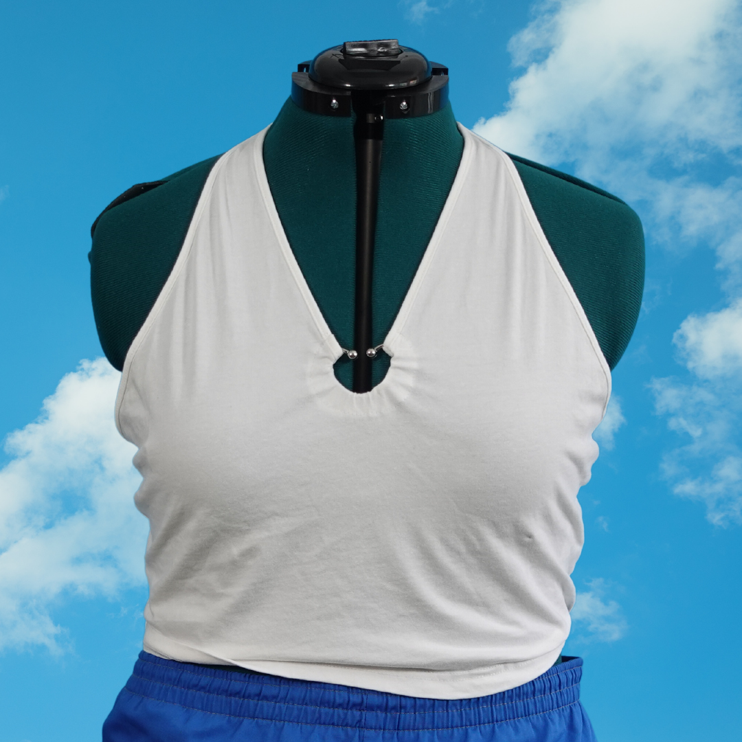 White Halter Crop Top