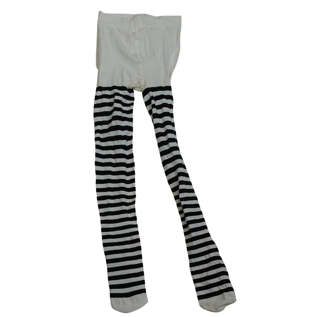 Black and White Striped Snag Tights