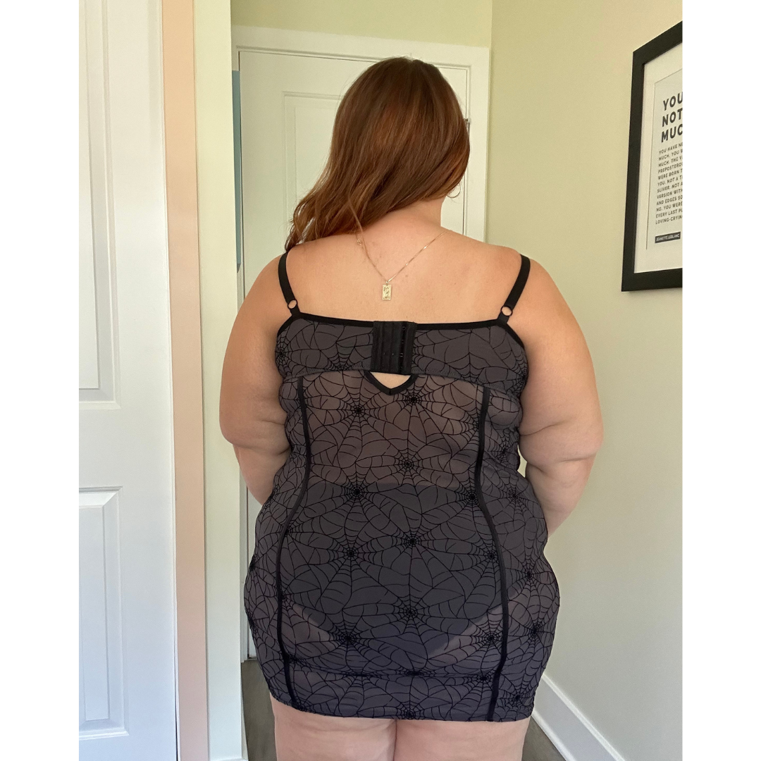 Spiderweb Print Mesh Teddy