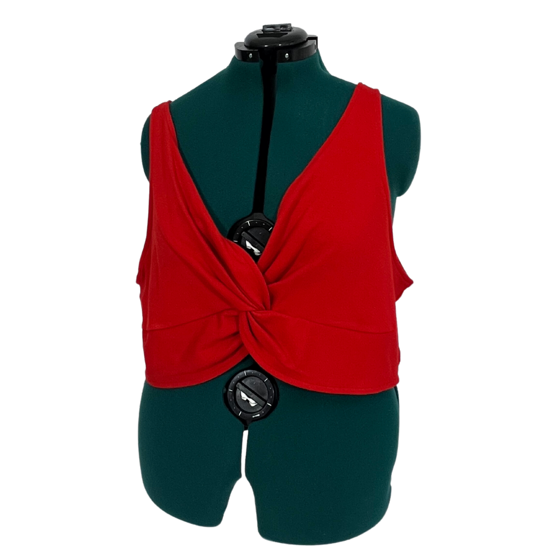 Red Cropped Tank with Knotted Front