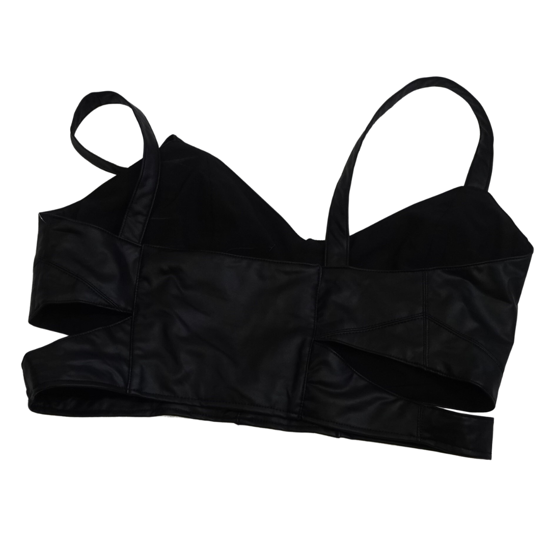Black Faux Leather Bustier Crop Top