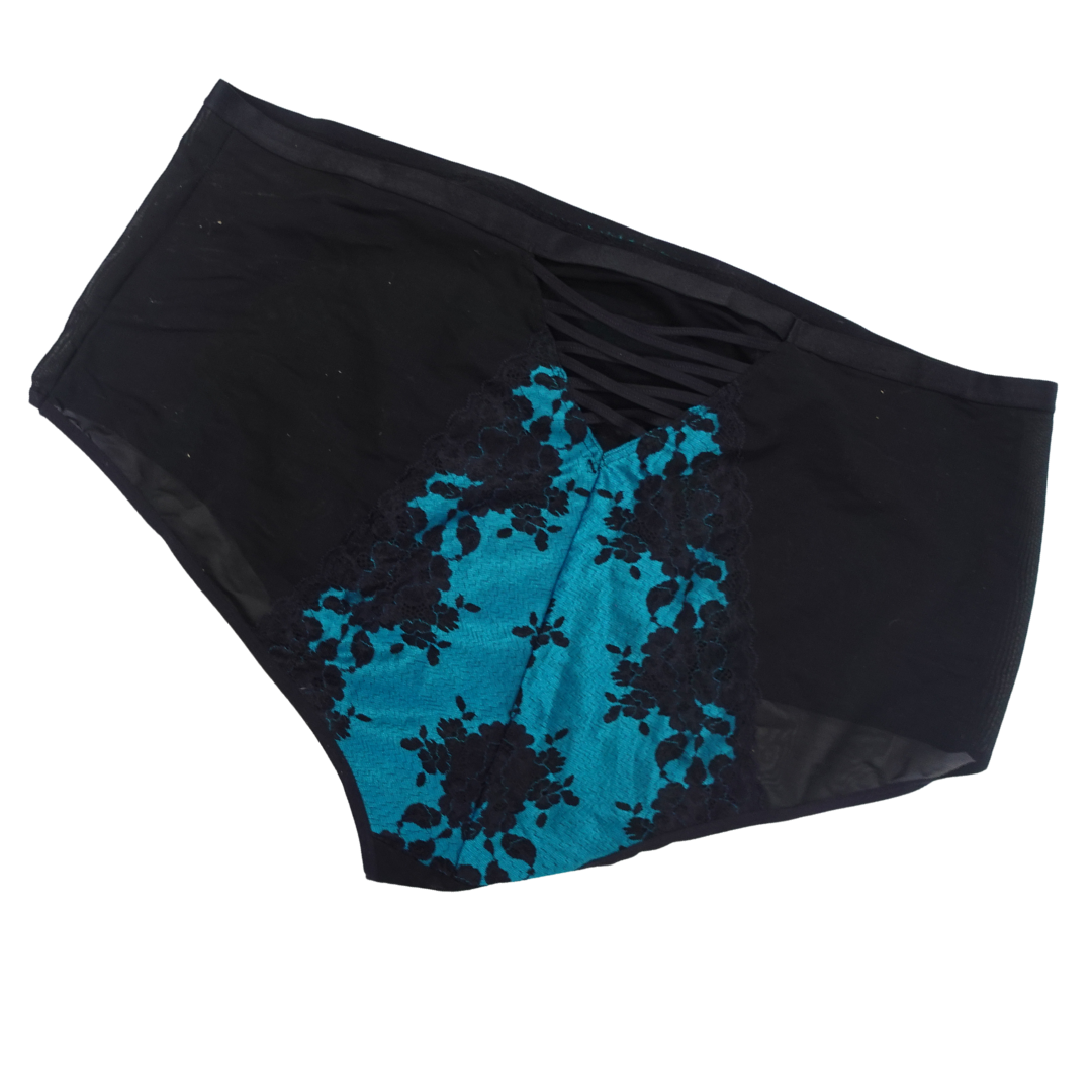 Teal and Black Lace and Mesh Panties NWOT