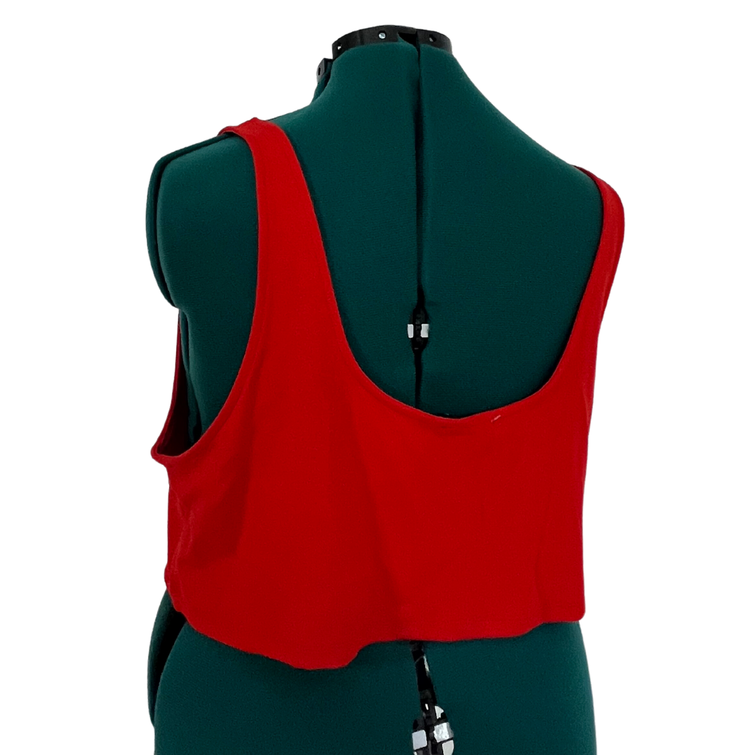 Red Cropped Tank with Knotted Front