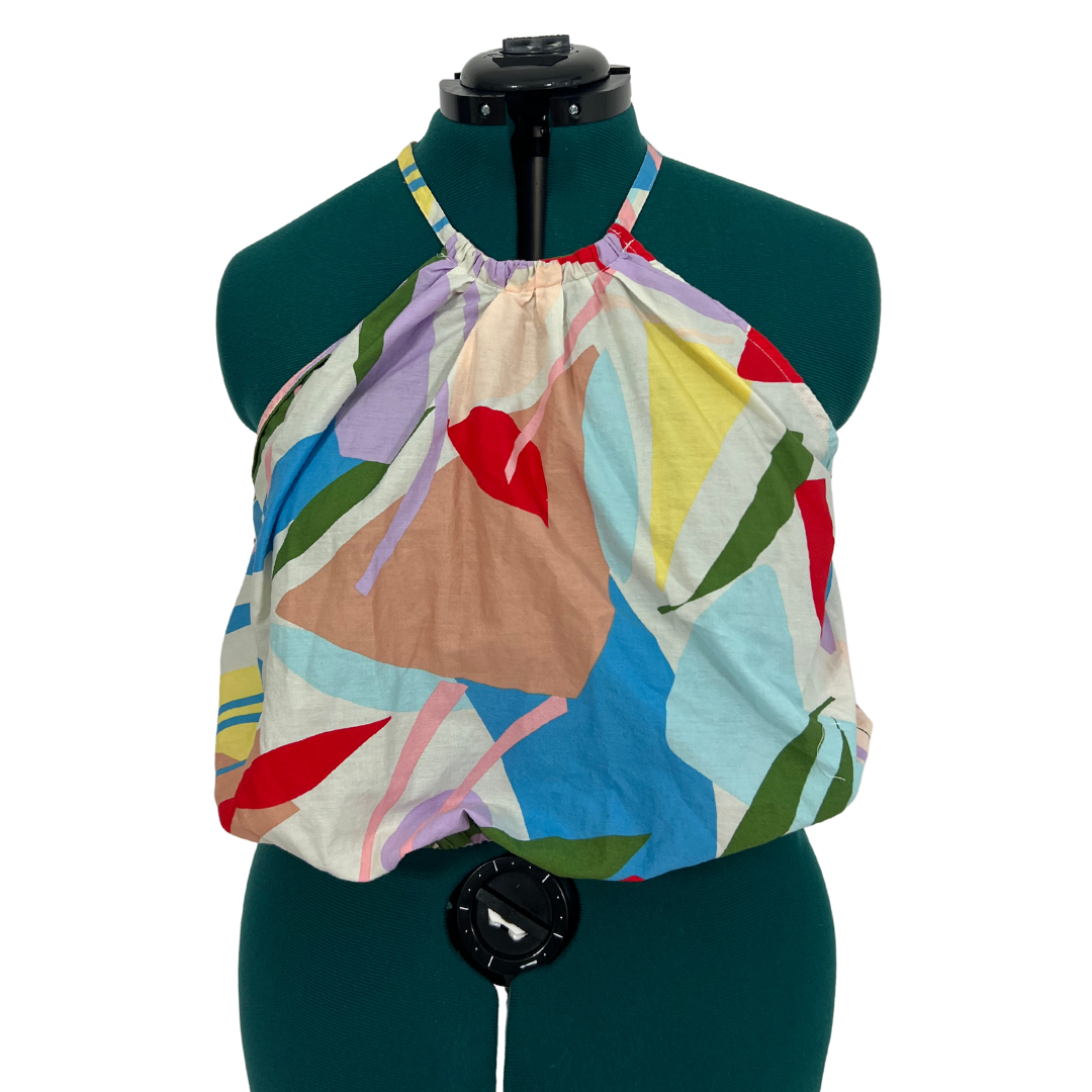 Abstract Print High Neck Halter