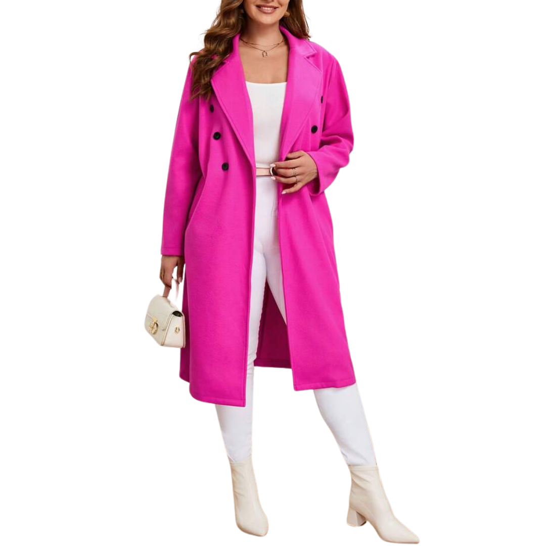 Pink Knee Length Trench Coat