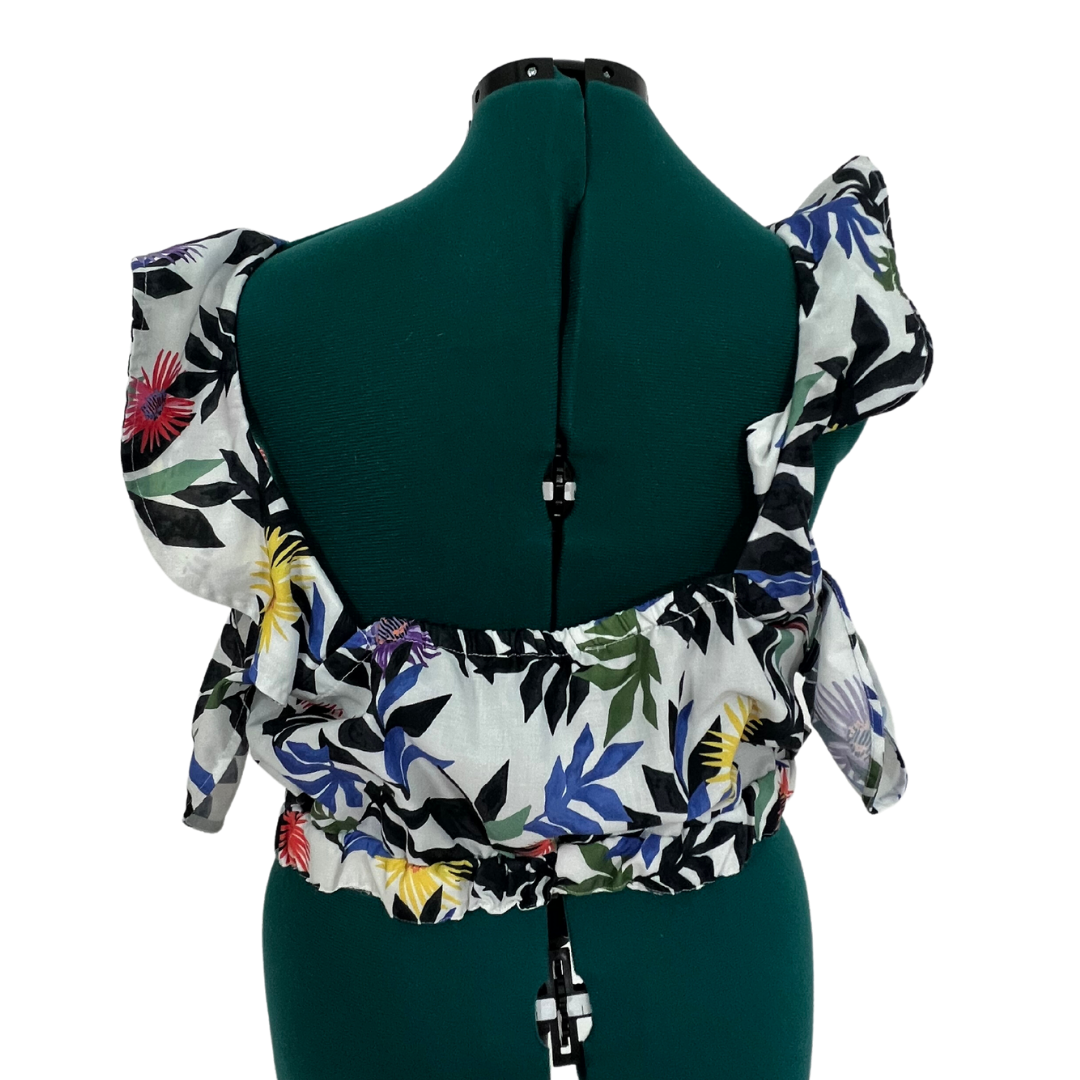 Ruffle Sleeve Floral Crop Top
