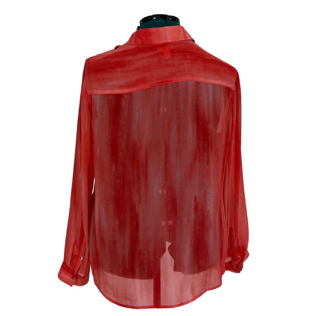 Sheer Coral Button Down Top