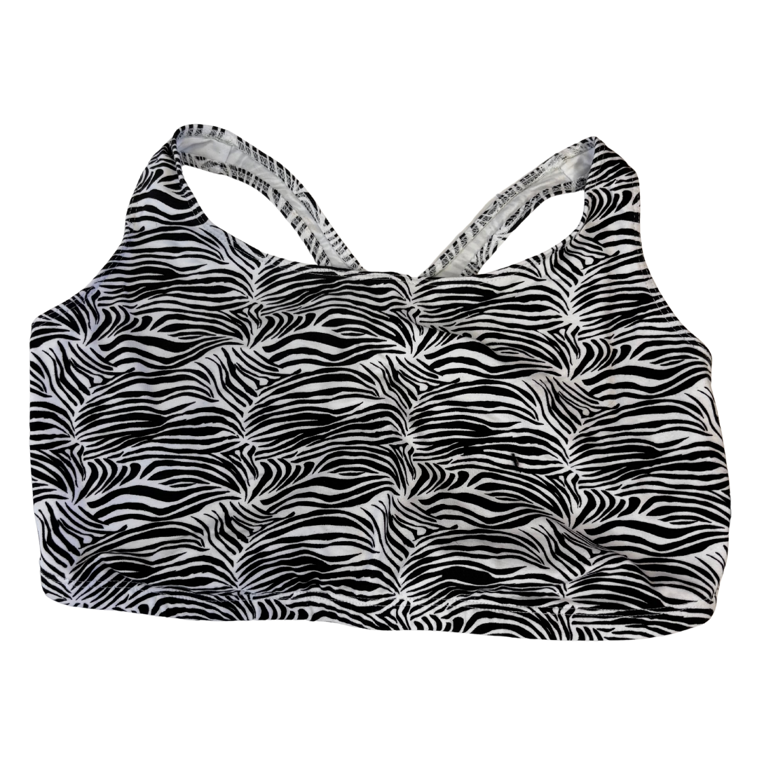 Zebra Print Unpadded Sports Bra (42 DD/F/G)