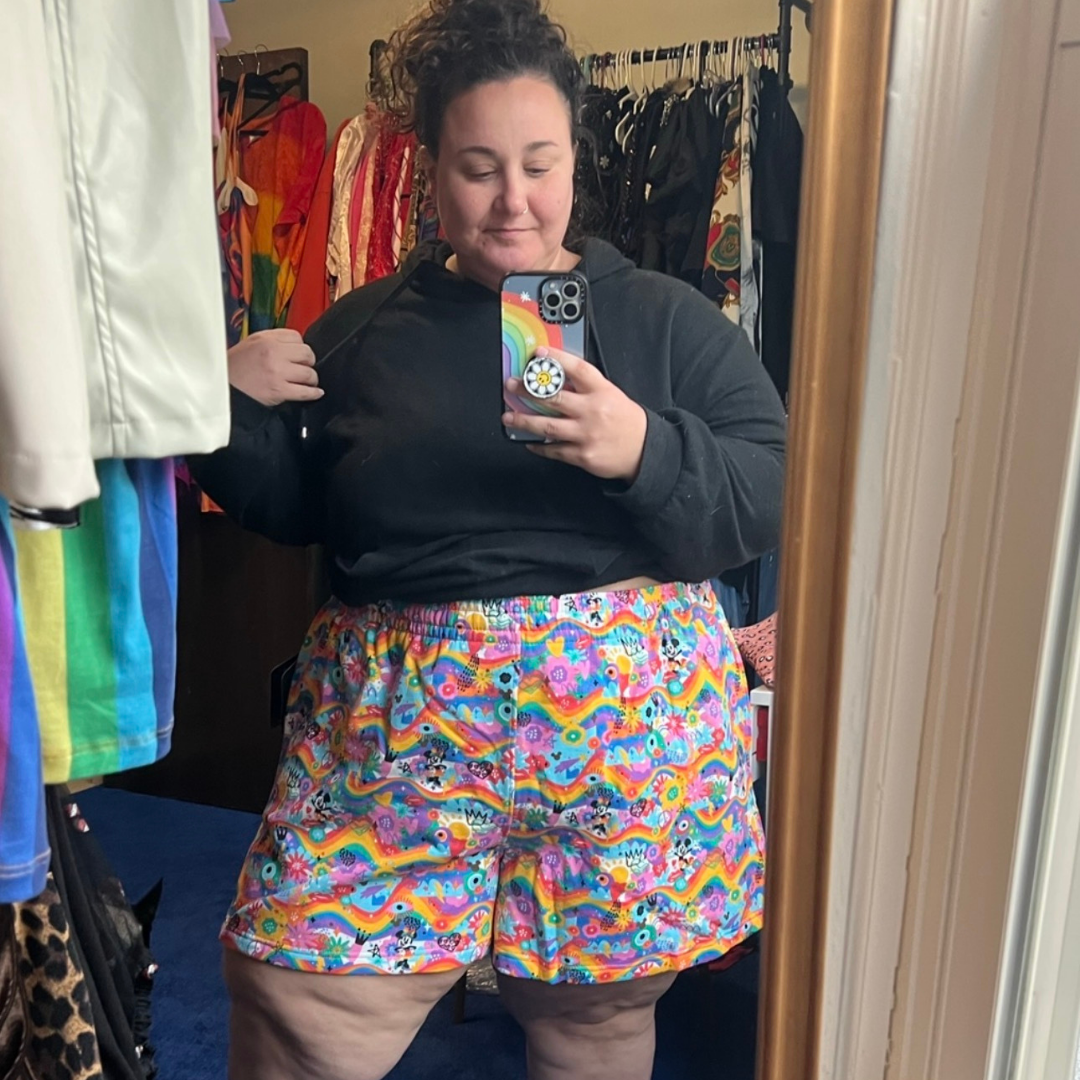 Disney Pride Collection Rainbow Abstract Mickey and Minnie Sweat Shorts