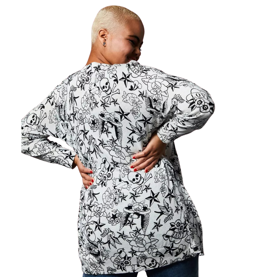 Torrid X Betsy Johnson Tattoo Print Cardigan