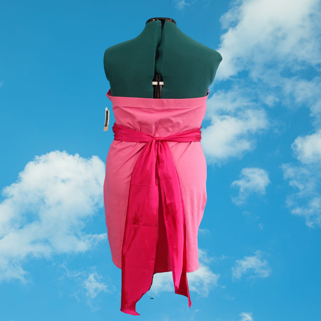 Pink Satin Rouched Tie Belt