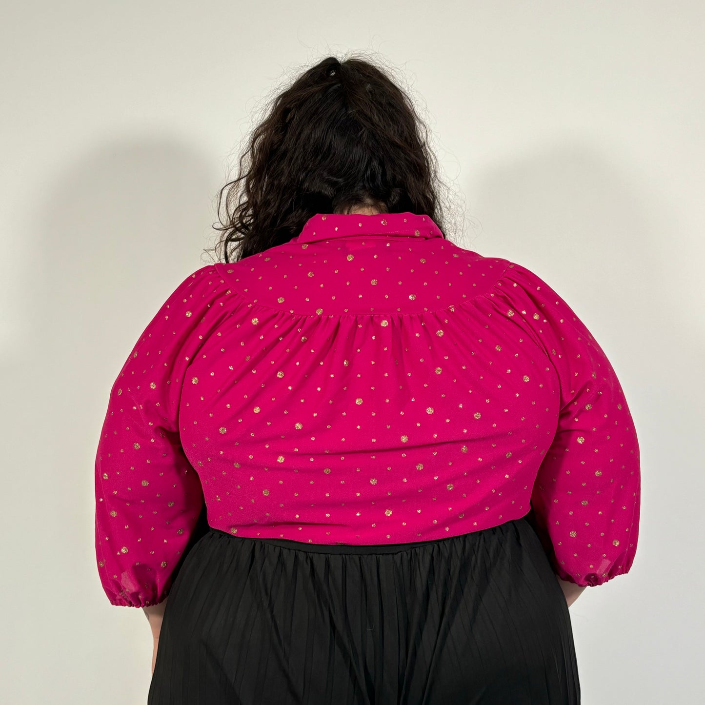 Pink Top with Gold Glitter Polka Dots