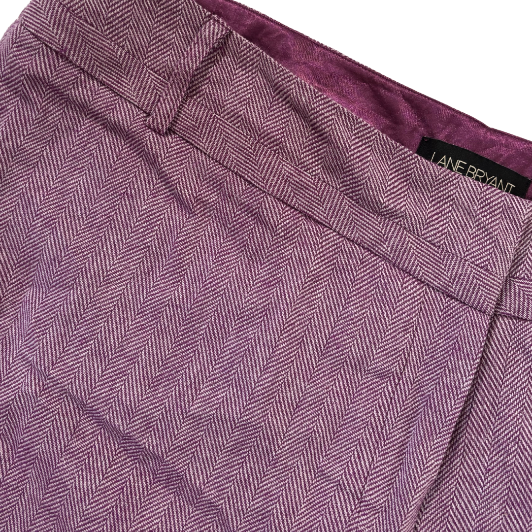 Purple and White Herringbone Wide Leg Dress Pants