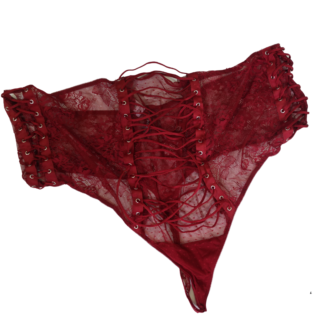 Red Lacy Lace Up Panties NWT