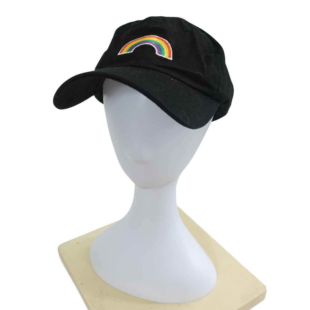 Black Denim Baseball Cap with Rainbow Patch