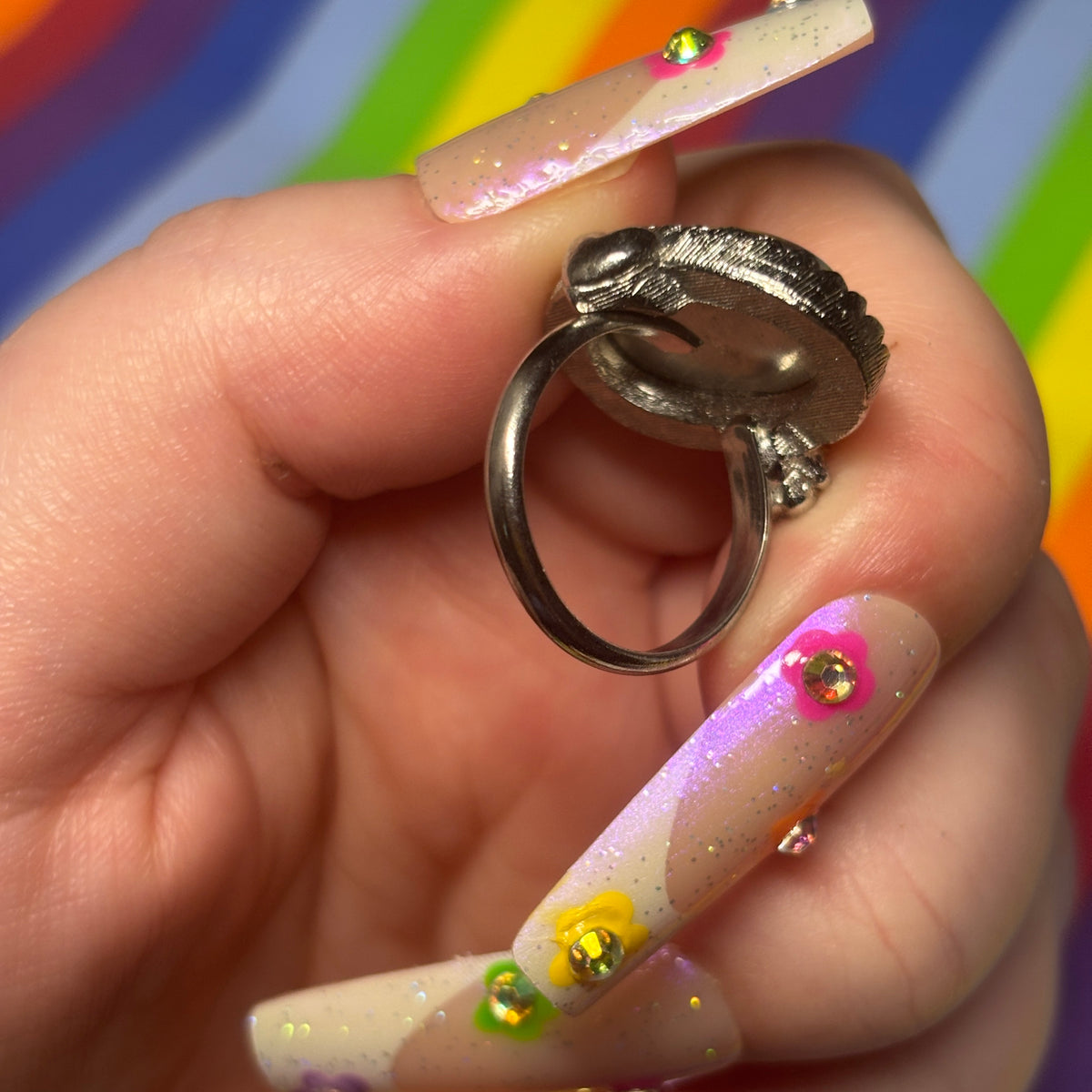 Silver Oval Stone Ring