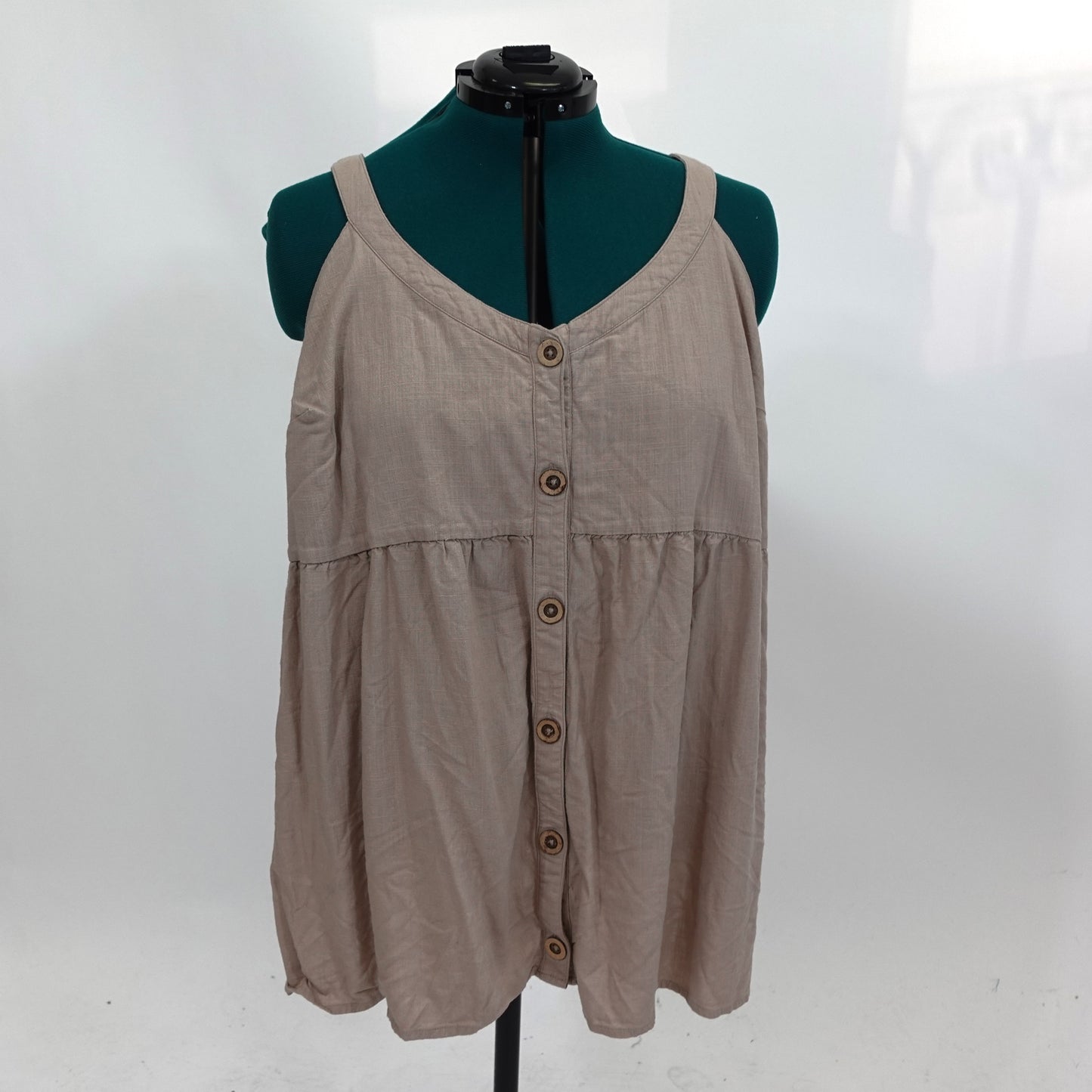 Beige Linen Peplum Tank