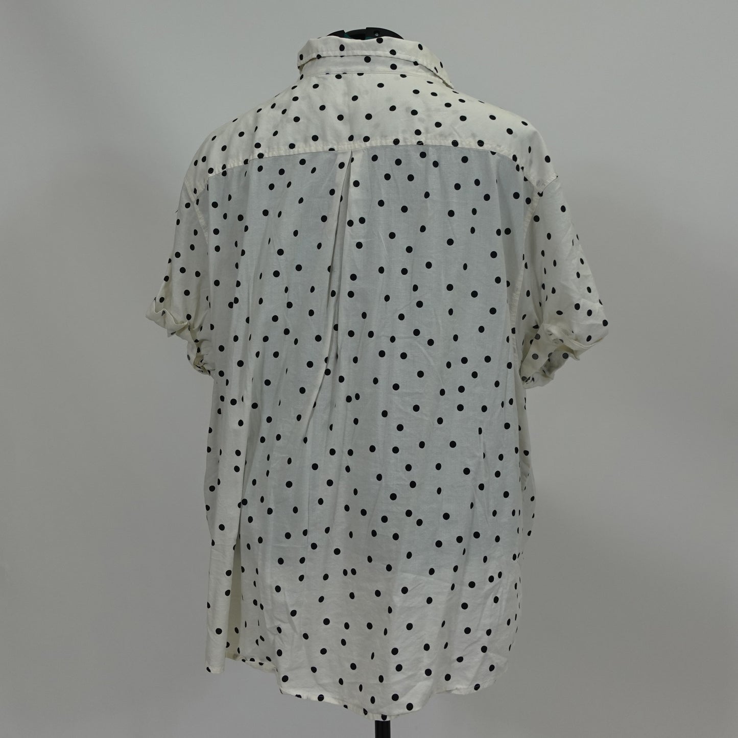 White and Black Polka Dot Short Sleeve Button Up