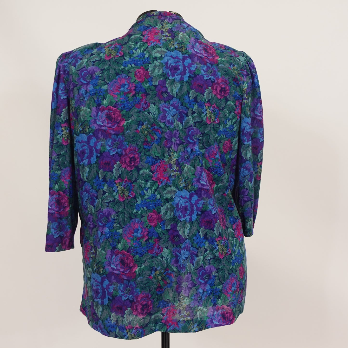 Vintage Floral Print Collarless Blazer
