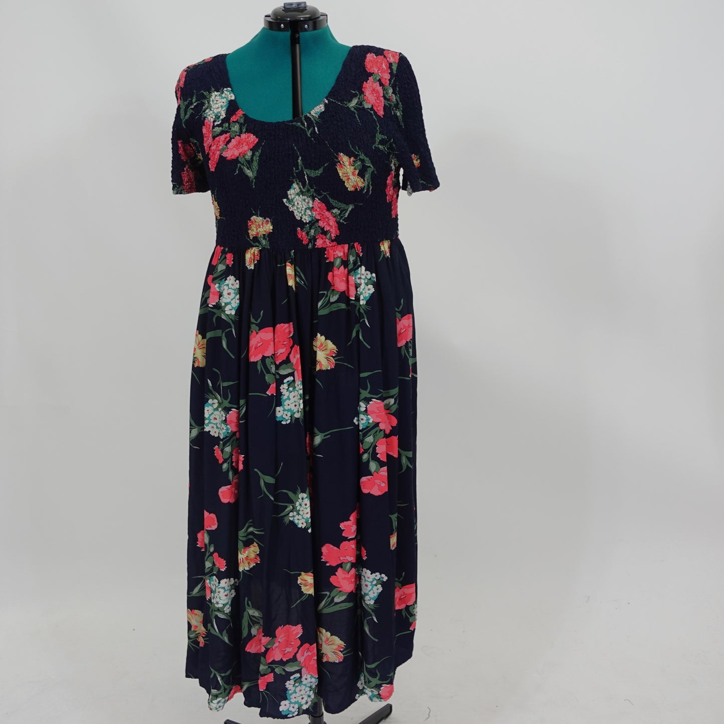 Vintage Navy Floral Ankle Length Dress