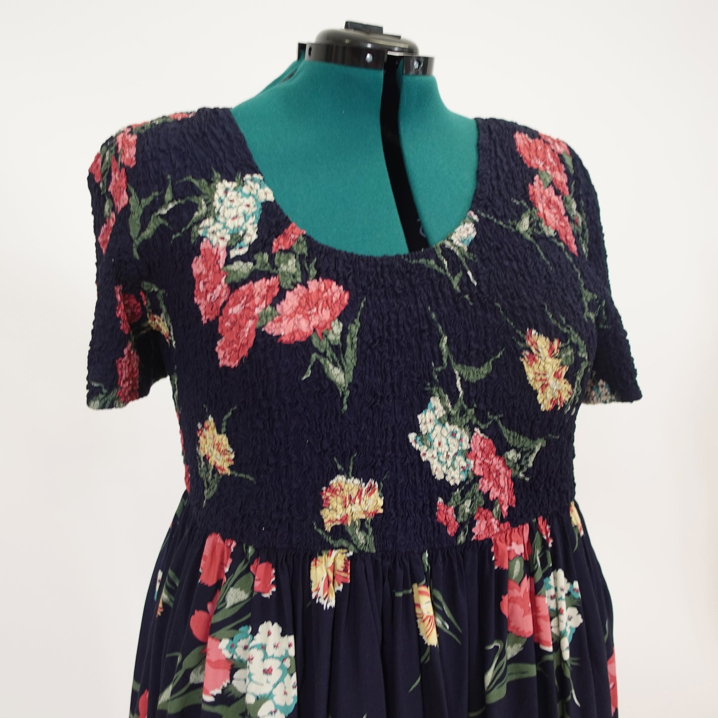 Vintage Navy Floral Ankle Length Dress