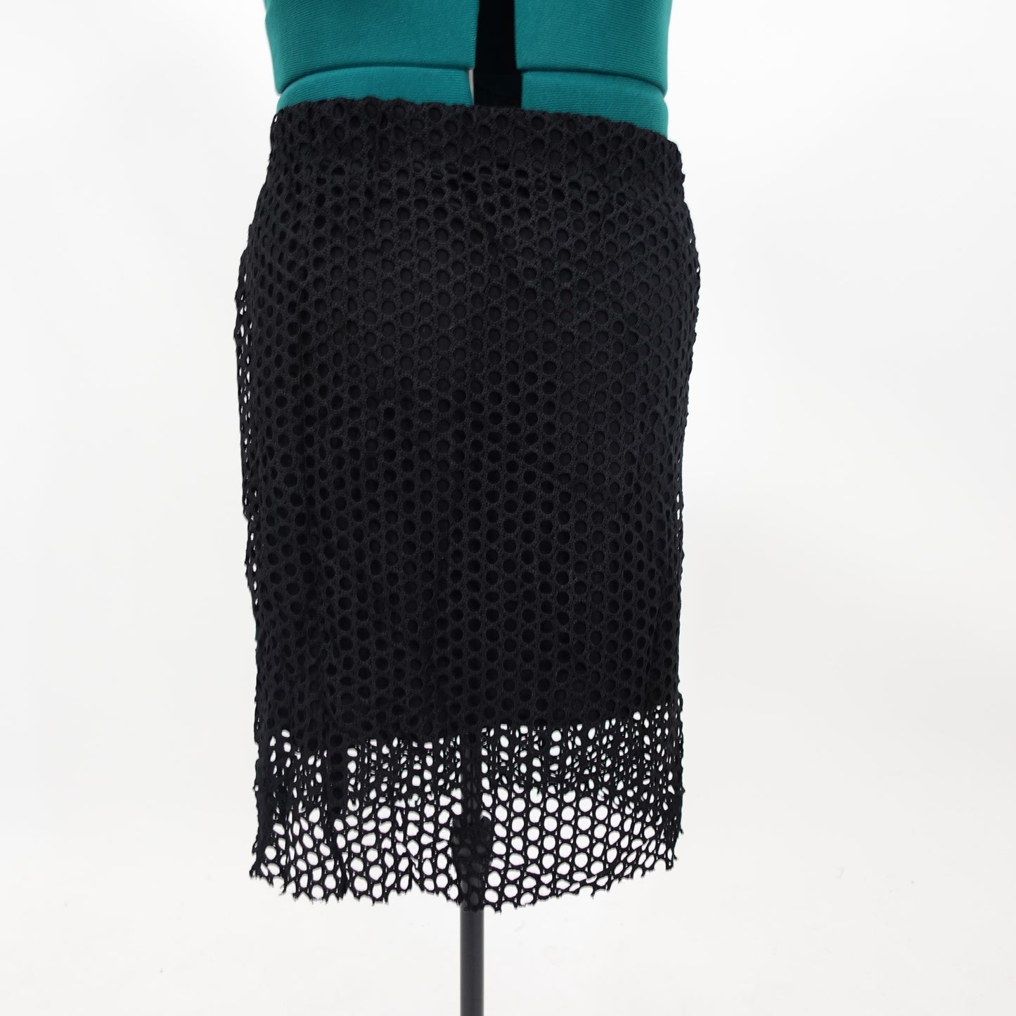 Black Crocheted Lace Overlay Skirt