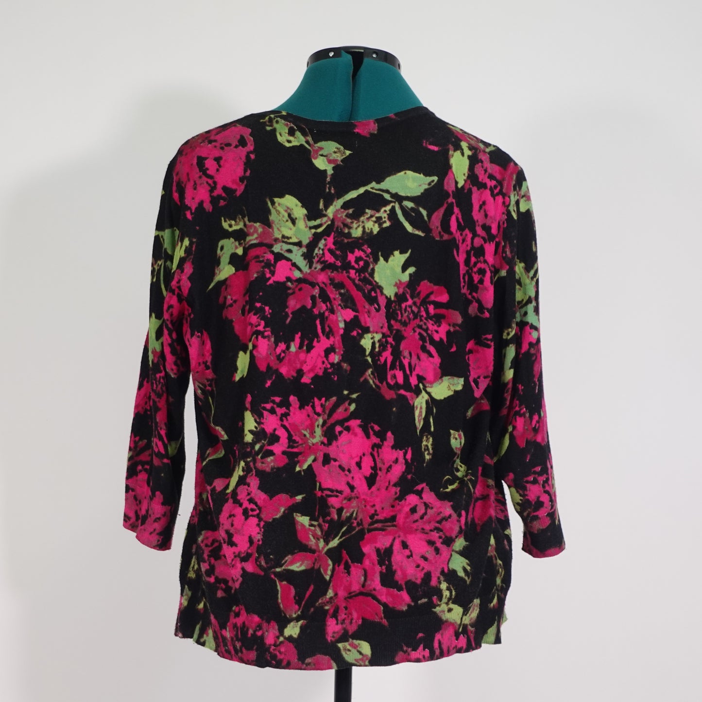 Vintage Black Floral Button Front Cardigan