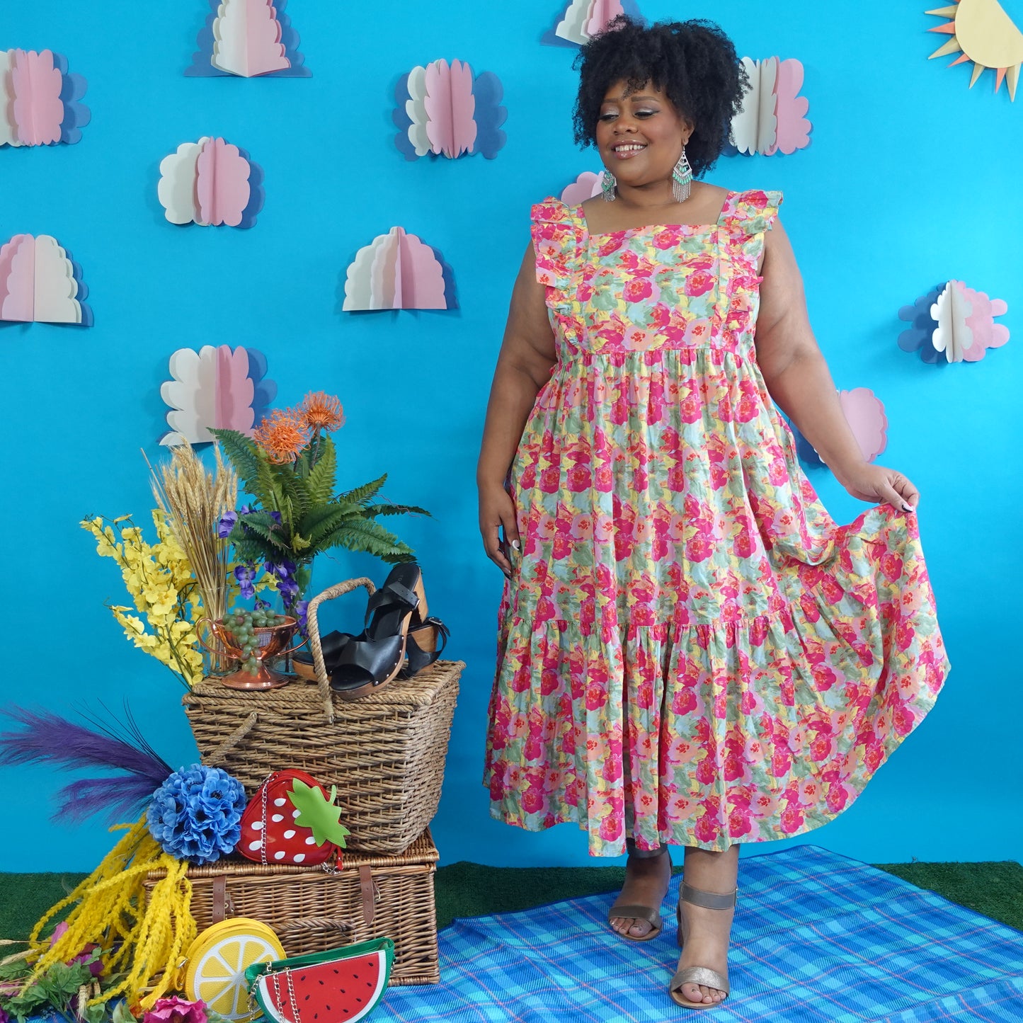 Floral Maxi Tie Back Dress NWT