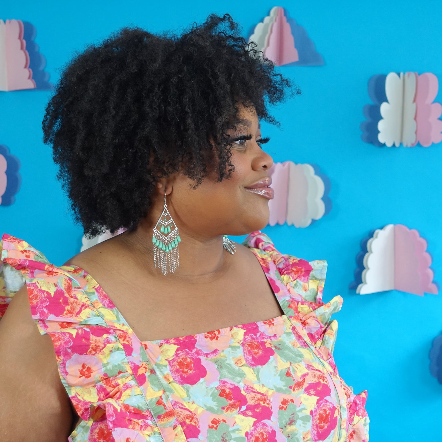 Silver Turquoise Chandelier Earrings