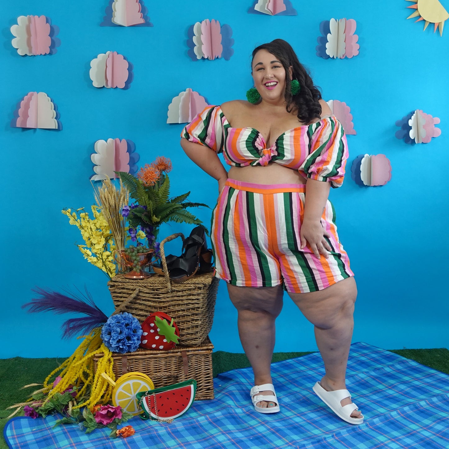 Multicolor Striped Pull-On Shorts