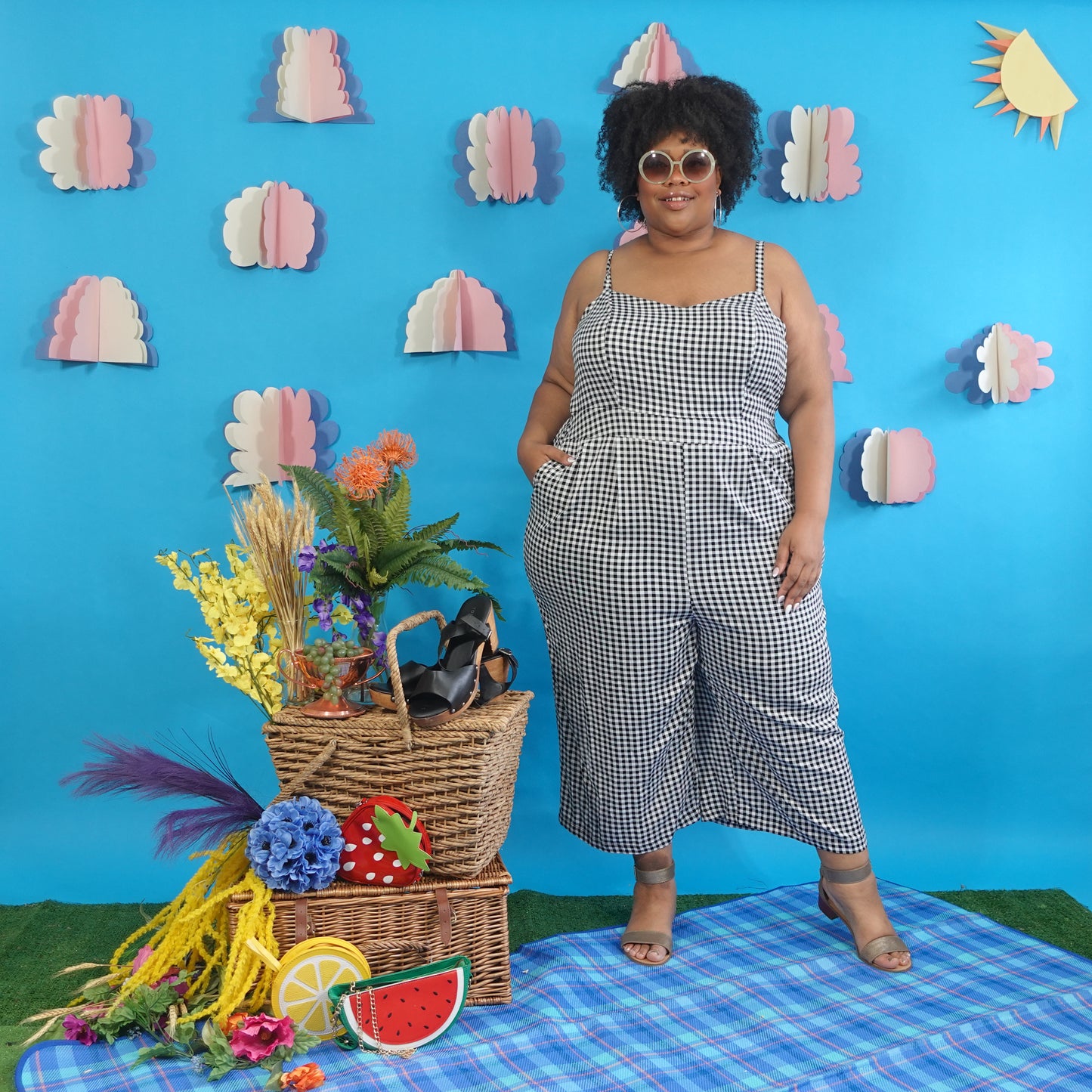 Black and White Gingham Jumpsuit