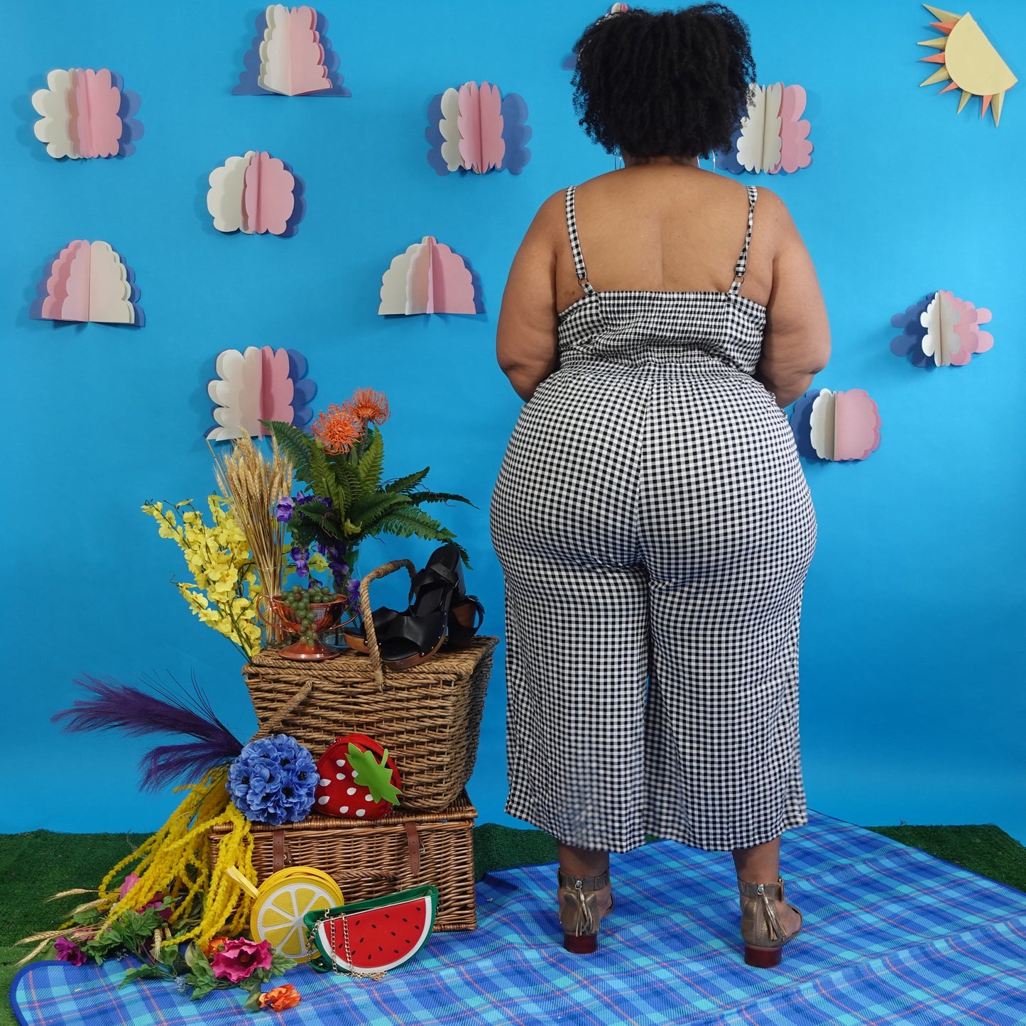 Black and White Gingham Jumpsuit