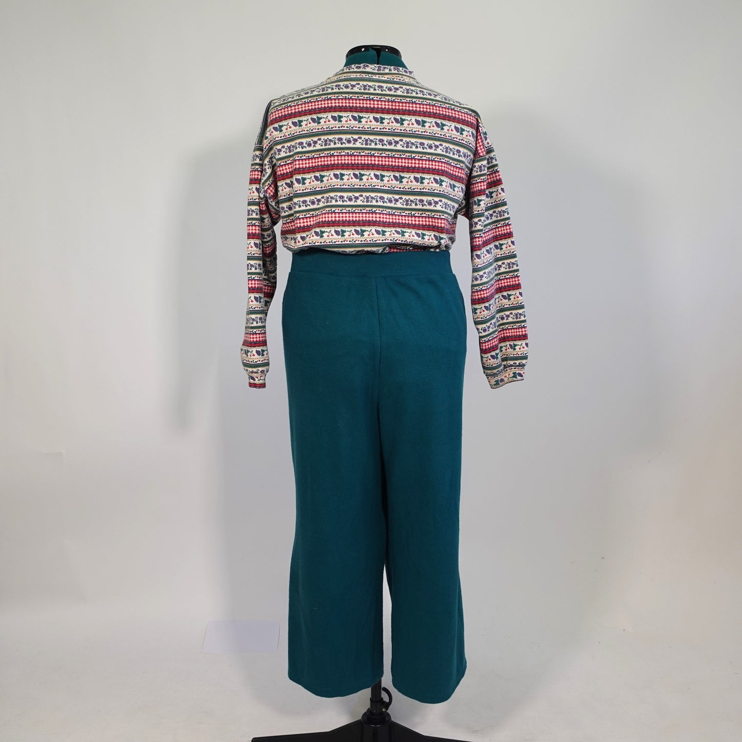 Teal Ribbed Knit Wide Leg Pants