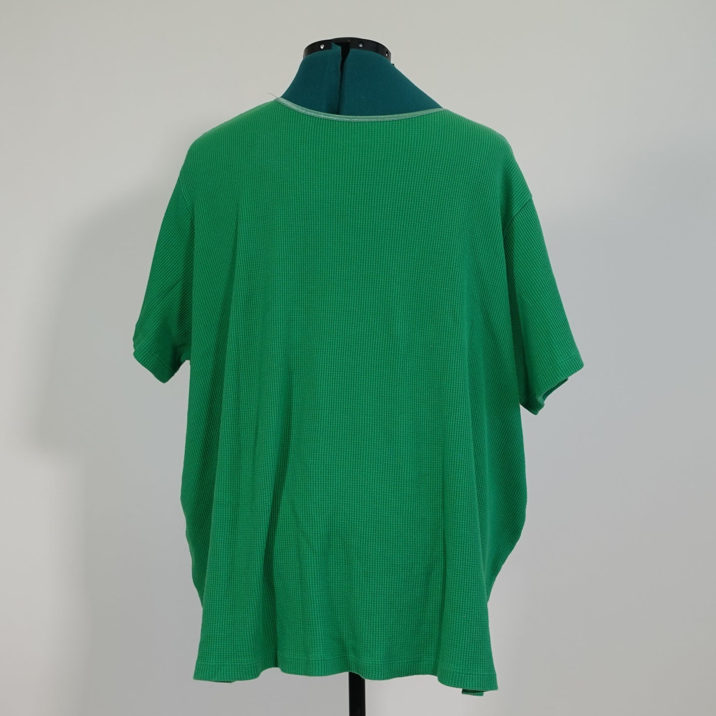 Green Waffle Knit Short Sleeve Top