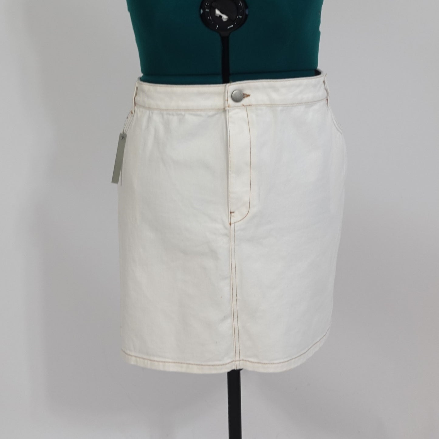 White Denim Mini Skirt
