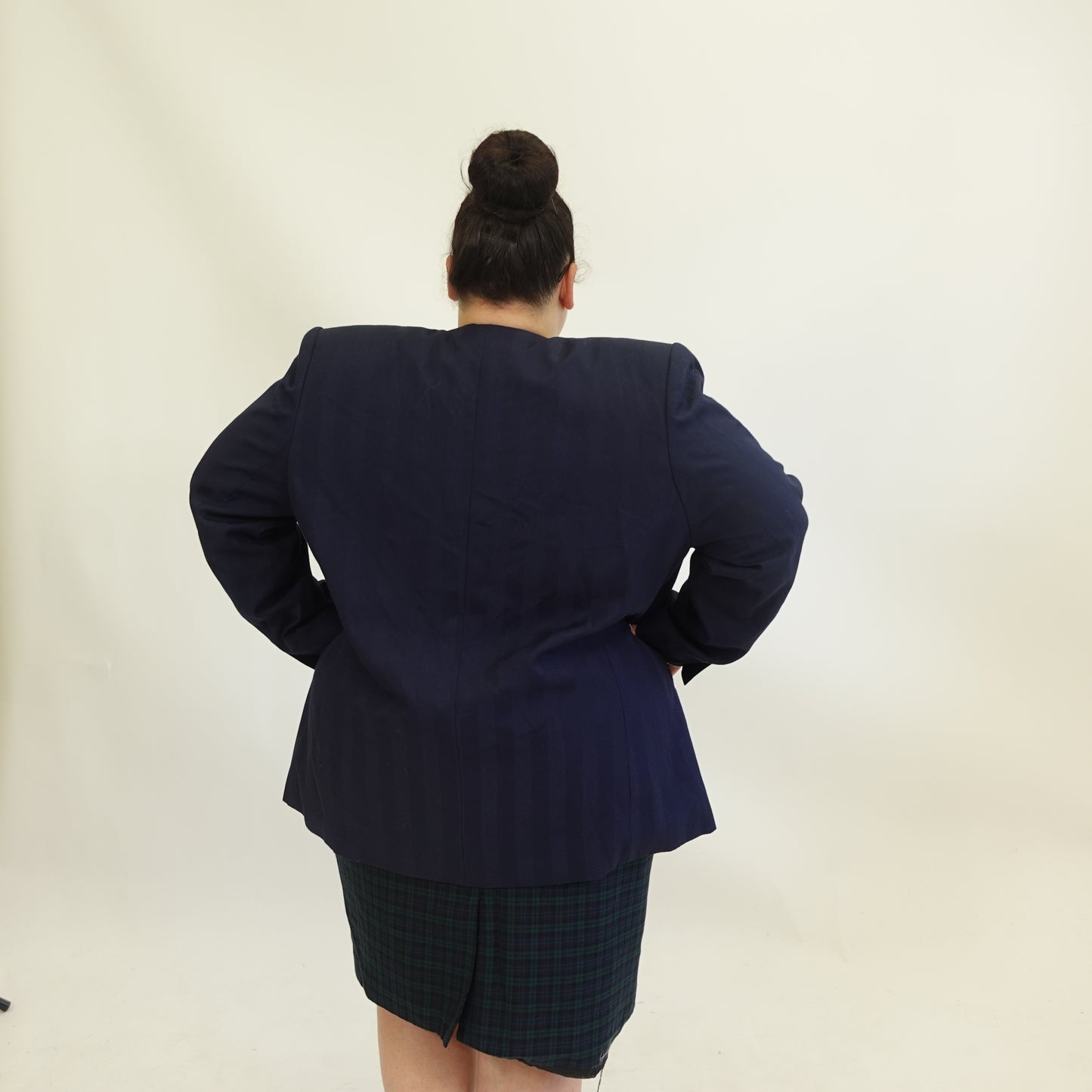 Vintage Navy Striped Blazer with Gold Details