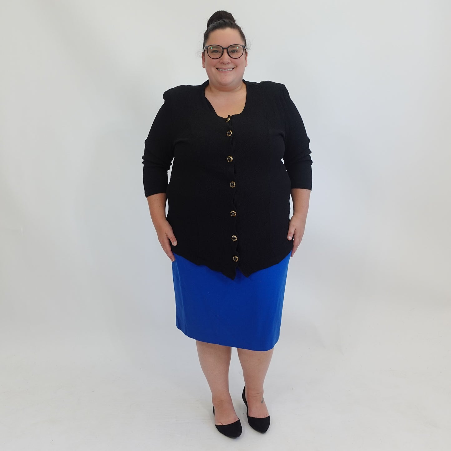 Vintage Cobalt Blue Wool Pencil Skirt