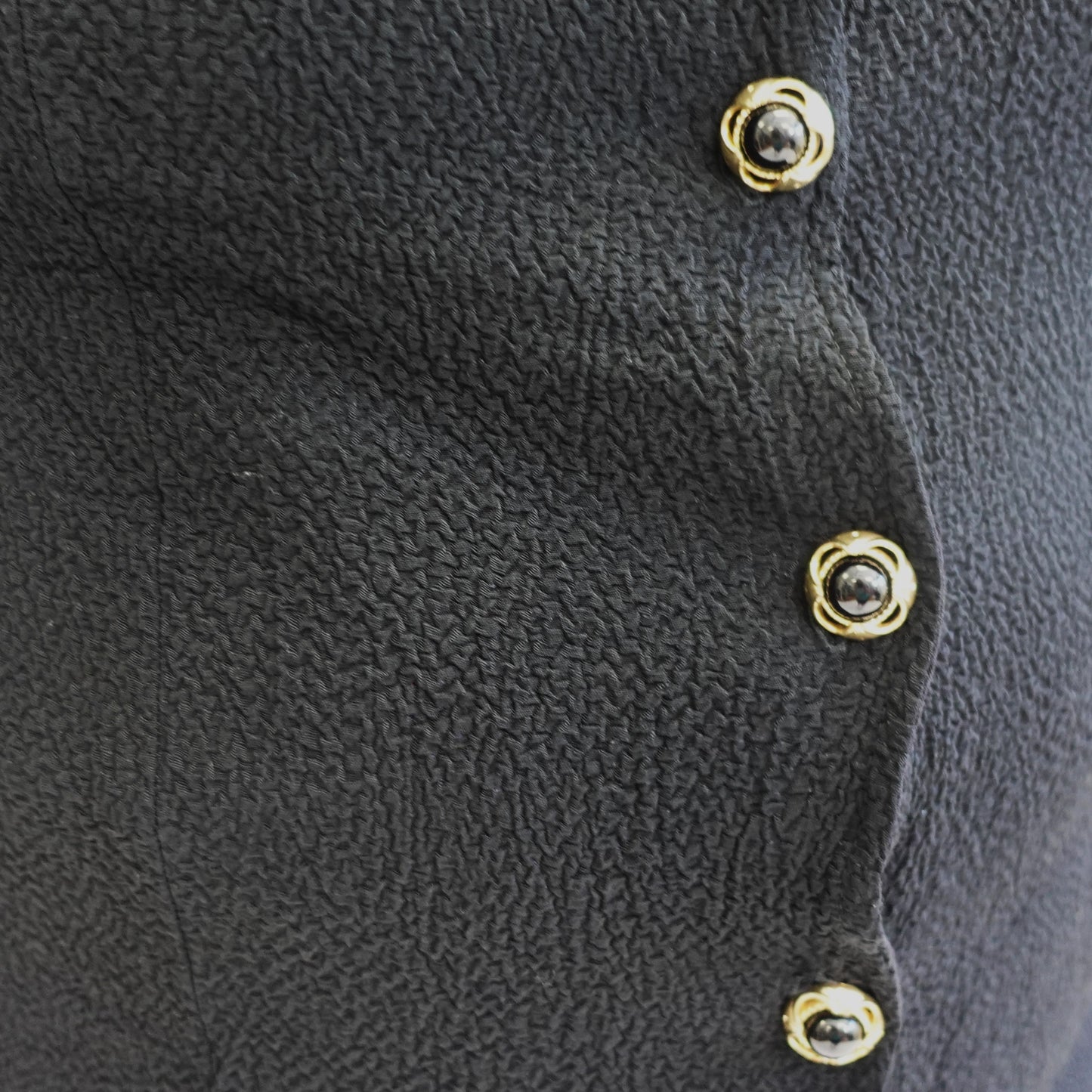 Vintage Black Crinkle Button Up Top