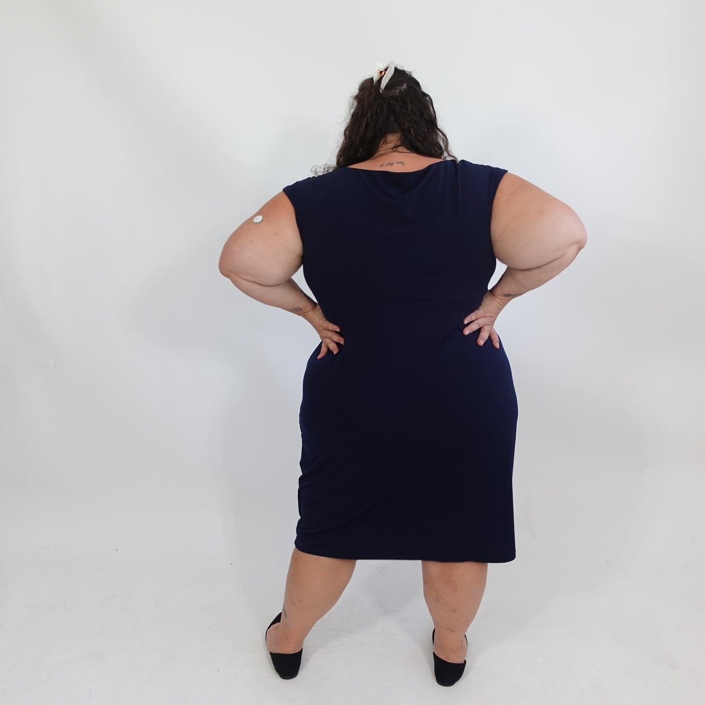 Navy Faux Wrap Dress