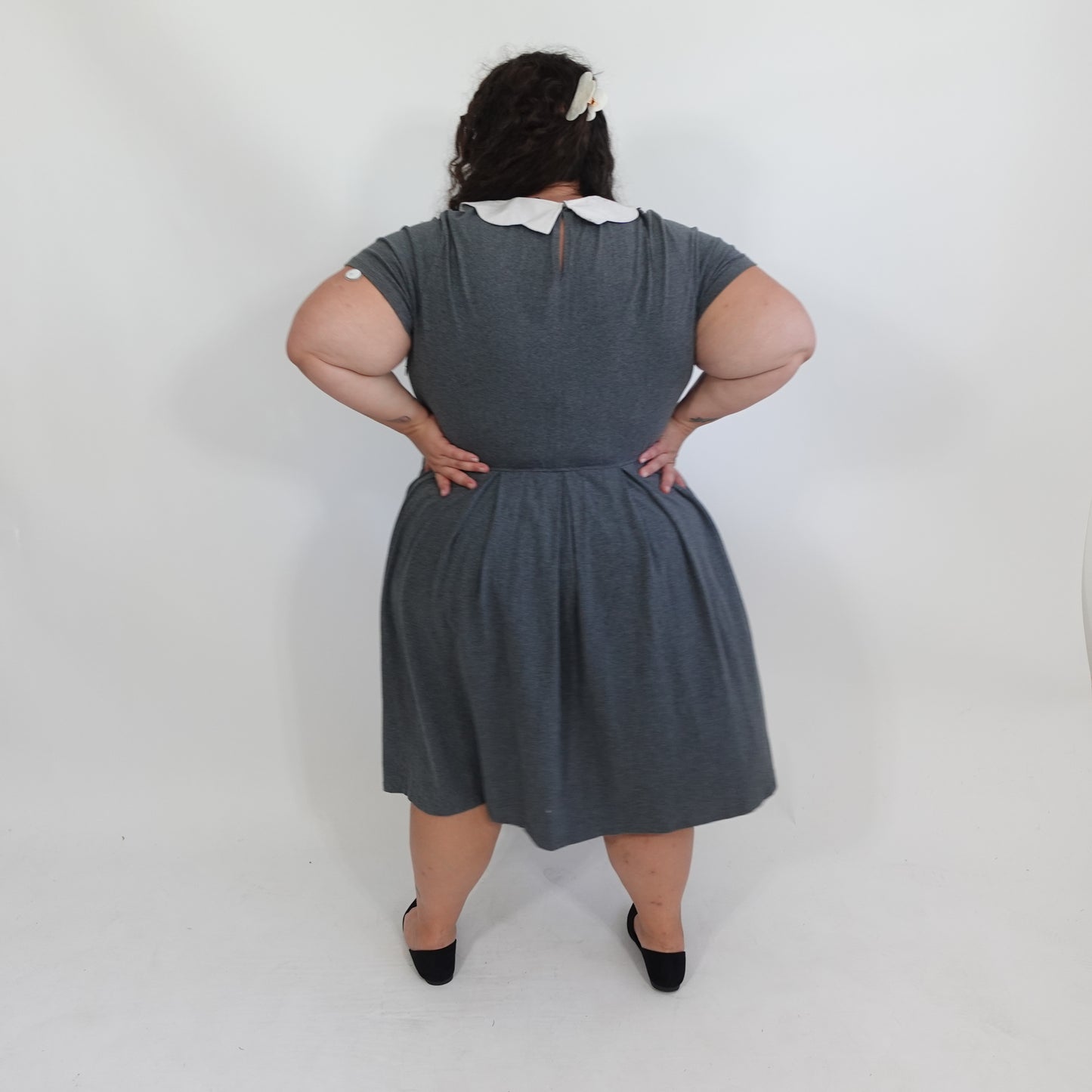 Grey A-Line Dress with Peter Pan Collar
