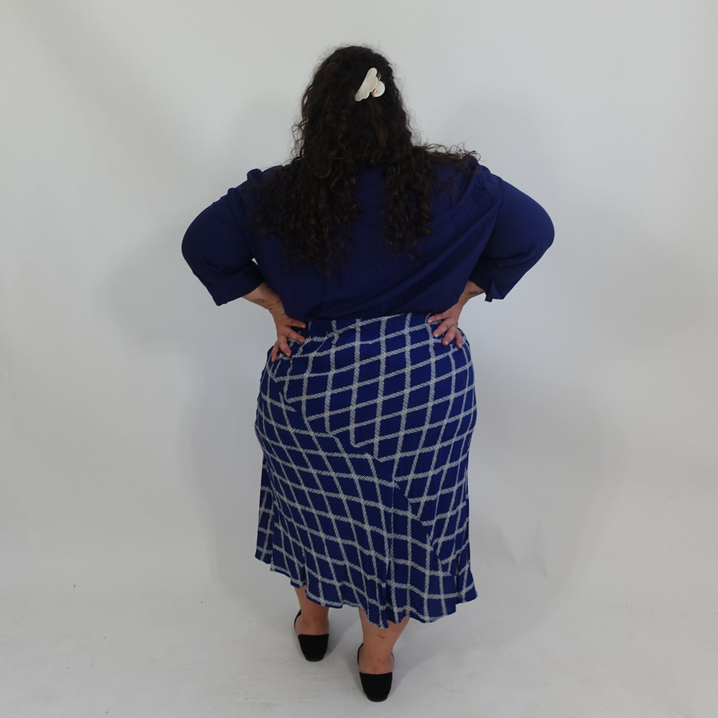 Vintage Navy Button Up Top with Gold Embroidery