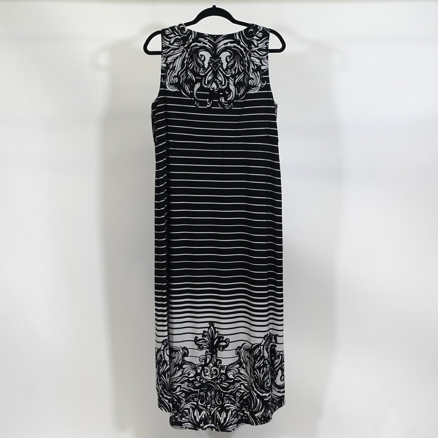 Black and White Sleeveless Midi Dress