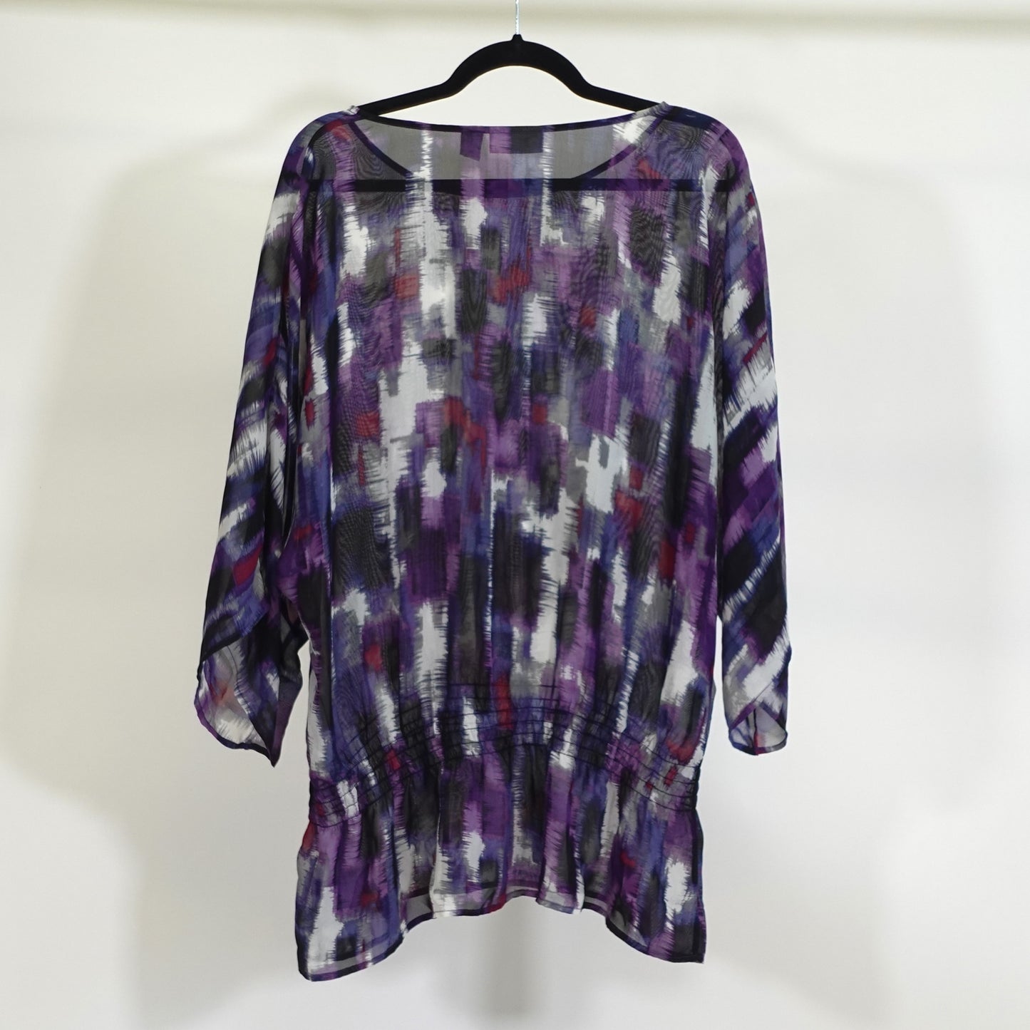 Purple Brushstroke Peplum Top