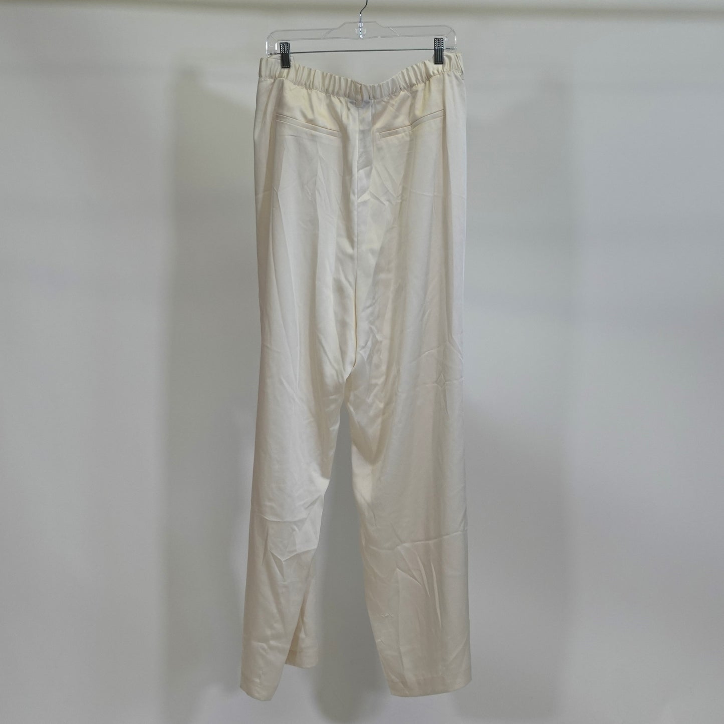 White Satin Pants with Black Side Stripe