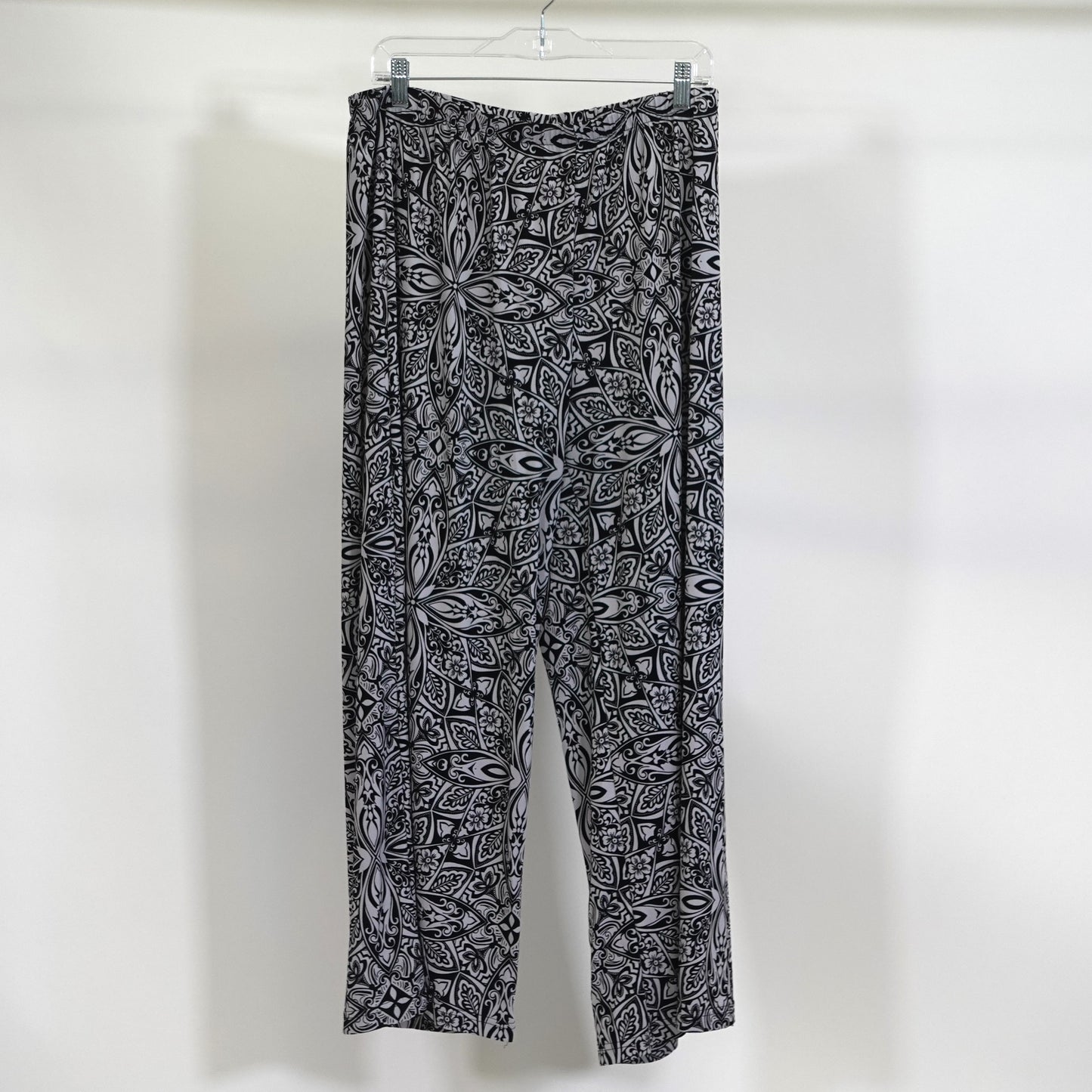 Black and White Print Pull-On Pants