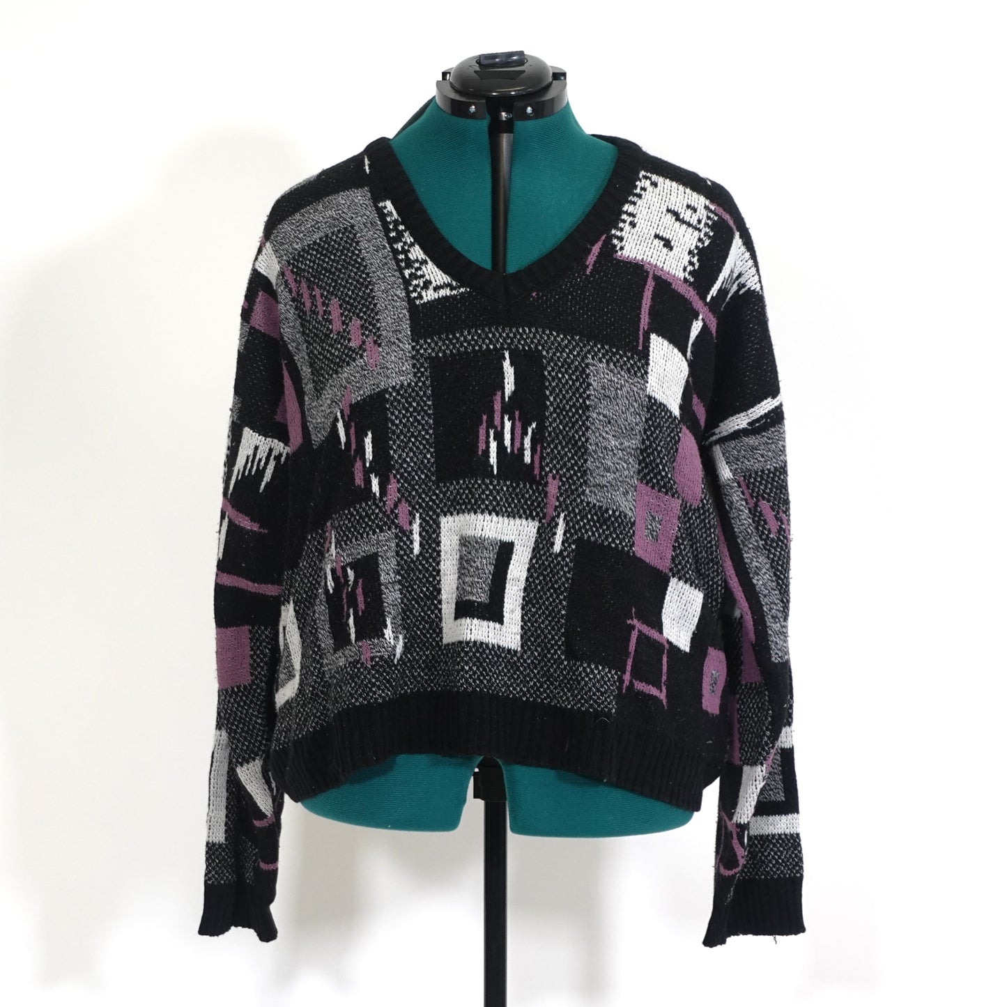 Vintage Purple Abstract Print Sweater