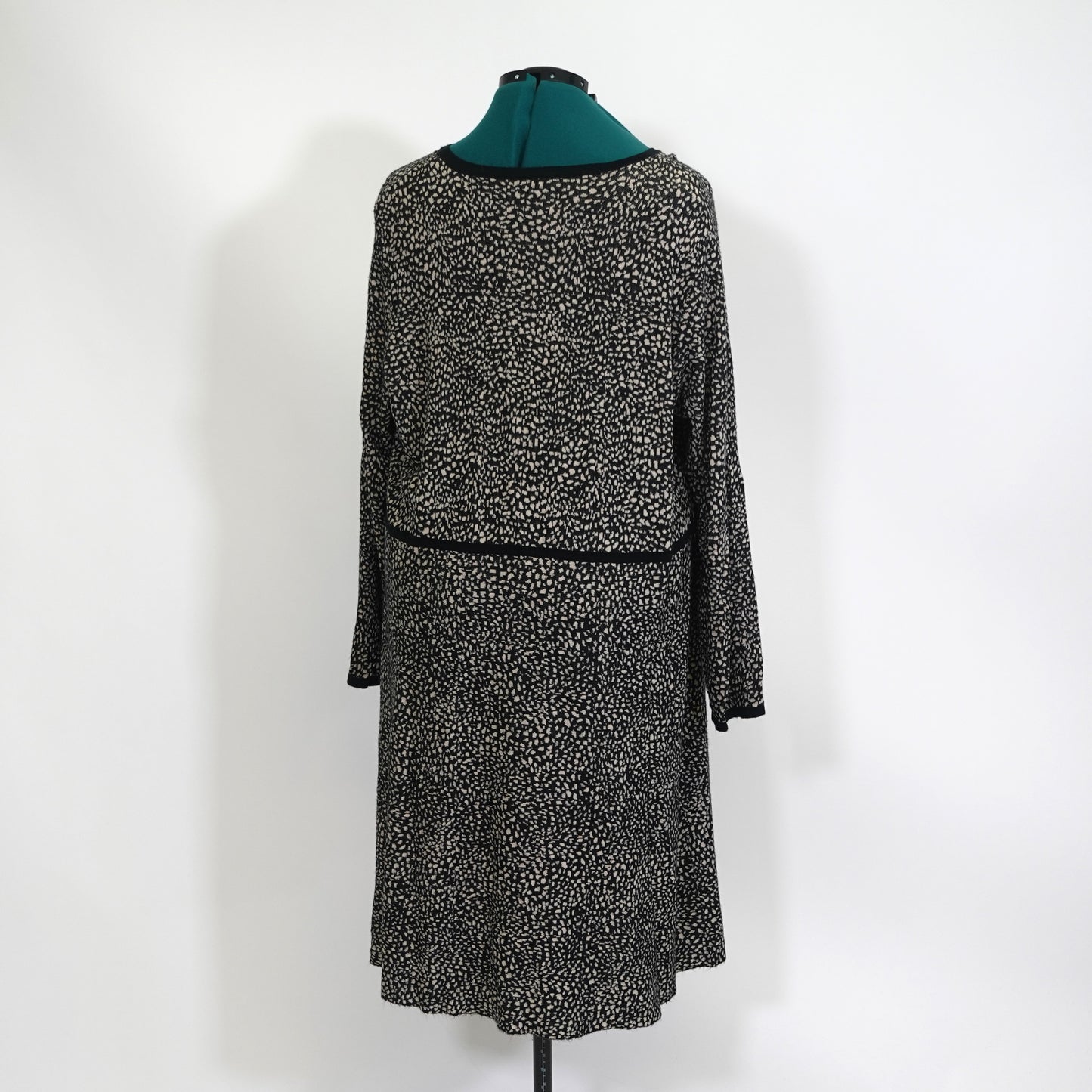 Black and Beige All-Over Print Sweater Dress