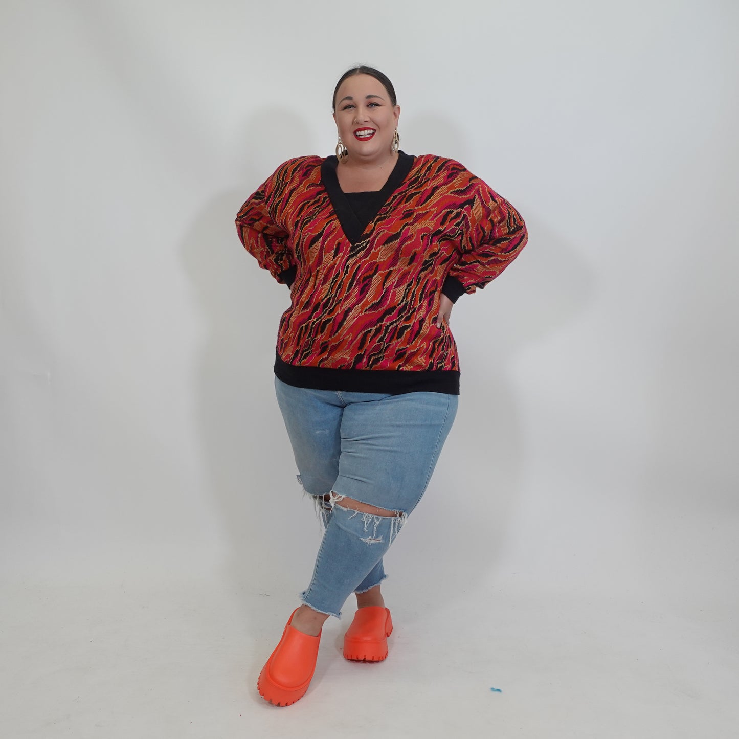 Vintage Abstract Print Sweater