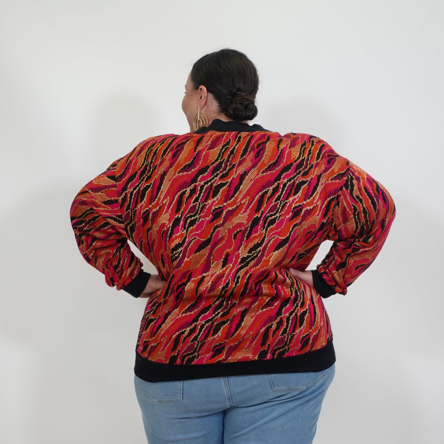 Vintage Abstract Print Sweater