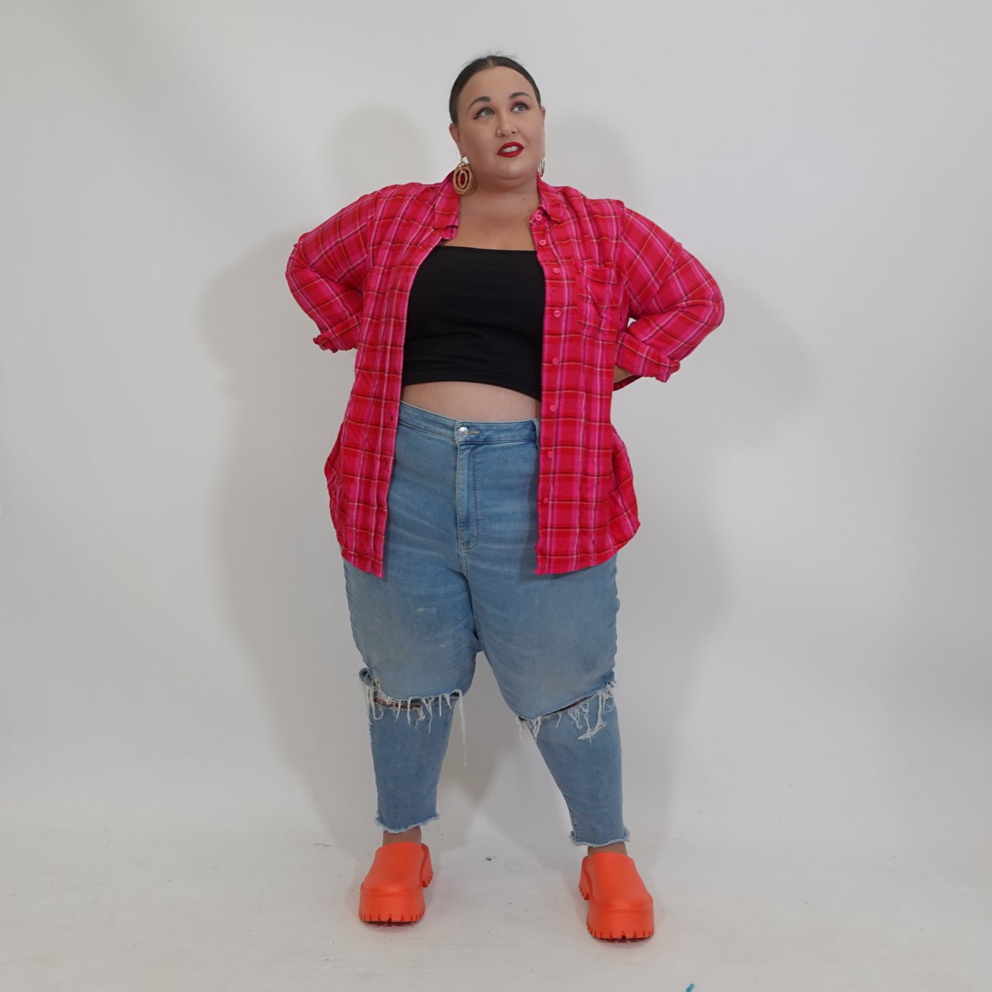 Pink and Red Flannel Shirt